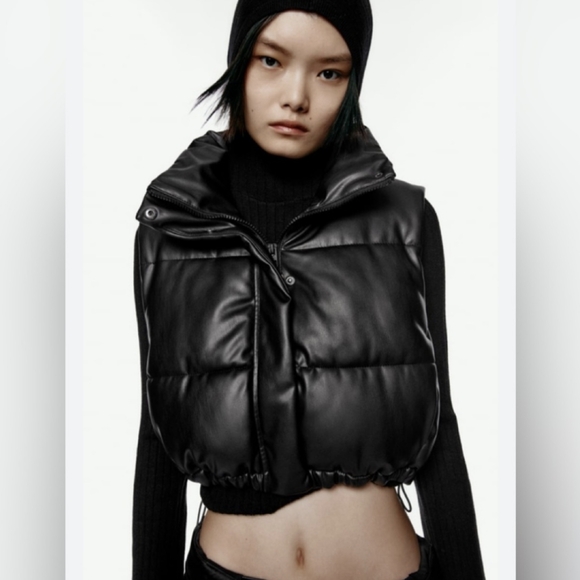Zara Cropped Puffer Vest Bomber Jacket - Picture 10 of 10